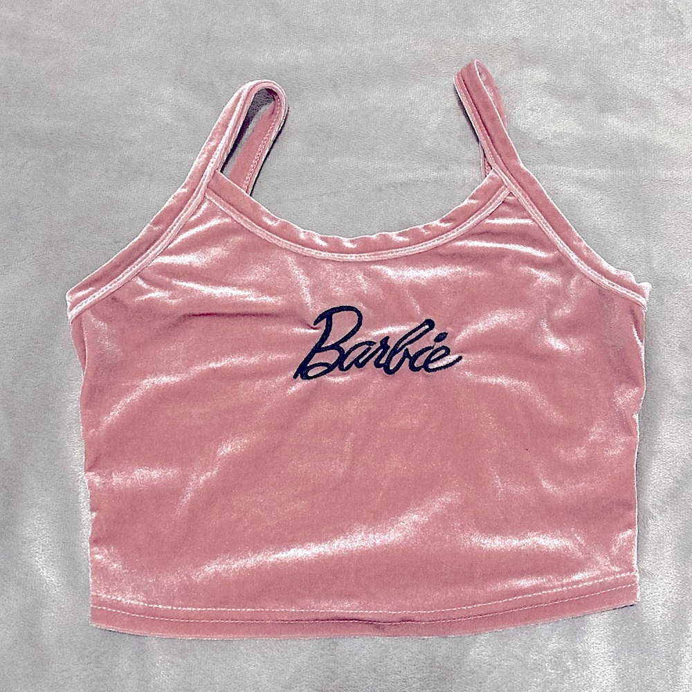 Pink Velvet “Barbie” Cropped Tank from Shein